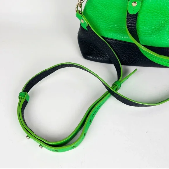 ate Spade Grove Court Stripe Maise Satchel Crossbody Leather Bag Green Navy - Picture 7 of 12